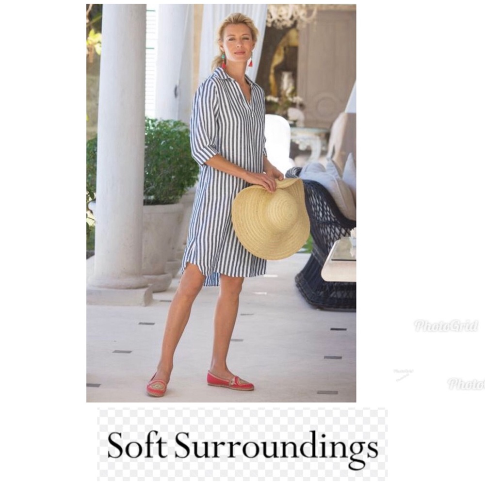 Soft Surroundings Linen stripped dress
